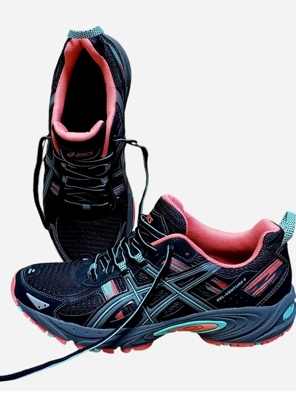 ASICS Women's Black, Teal, & Pink Gel-Venture 5 Running Shoes